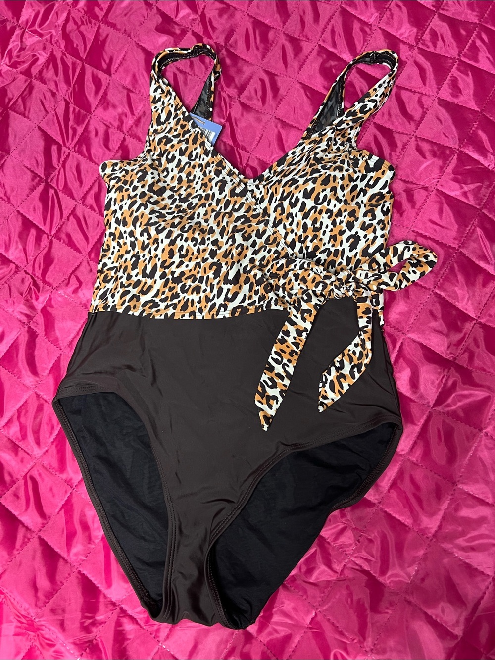 Leopard Wrap One-Piece Swimsuit (M)